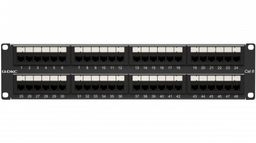 Патч-панель 19",2U,CAT6, 48 портов RJ45, неэкранированная RN6PPU242