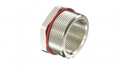 Взрывозащищенный Ex d e переходник. Тип А. "наруж.резьб" М32х1,5 - "внутр.резьб" M20х1,5. Никелированная латунь. IP66/67/68 EXDR-M32M20SB