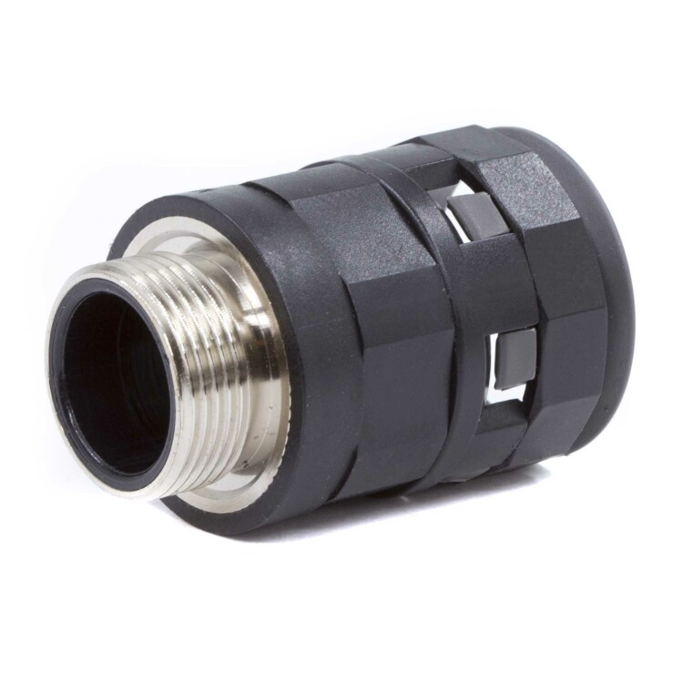 Муфта труба-коробка с металлической резьбой DN 12 мм, М16х1,5, полиамид, цвет черный PAS12M16N