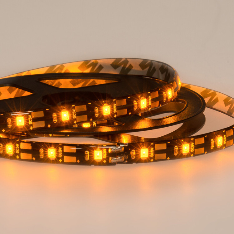 Лента светодиодная 5В, SMD2835, 4,8Вт/м, 60 LED/м, желтый, 8мм, 1м, с USB коннектором, черная, IP65 141-382