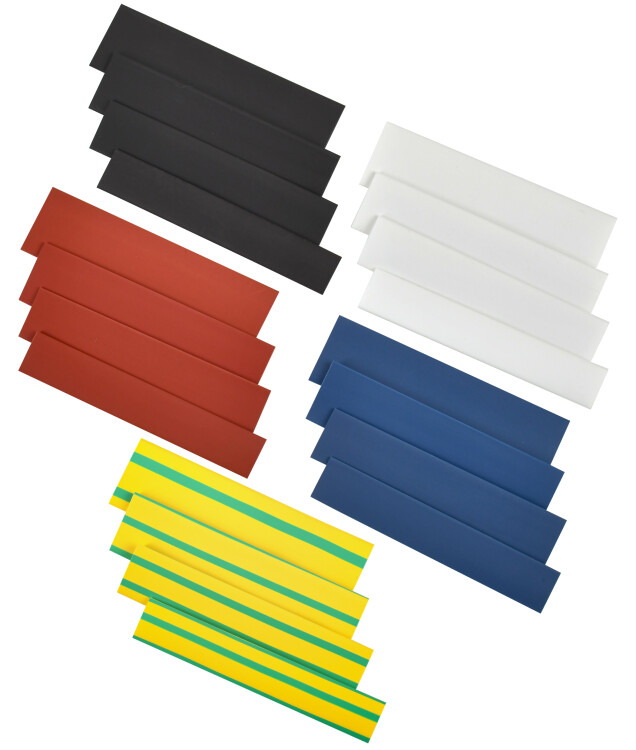 Набор трубок термоусадочных тонкостен. ТТУ 8/4^ 10/5^ 12/6^ 14/7 (ЖЗ^ С^ К^ Ч) 20х8см разноцвет. UDRS-D8-D14-10-1