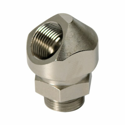 Поворотный адаптер 45° M20x1,5, IP68/IP67, никелированная латунь 6028-20G