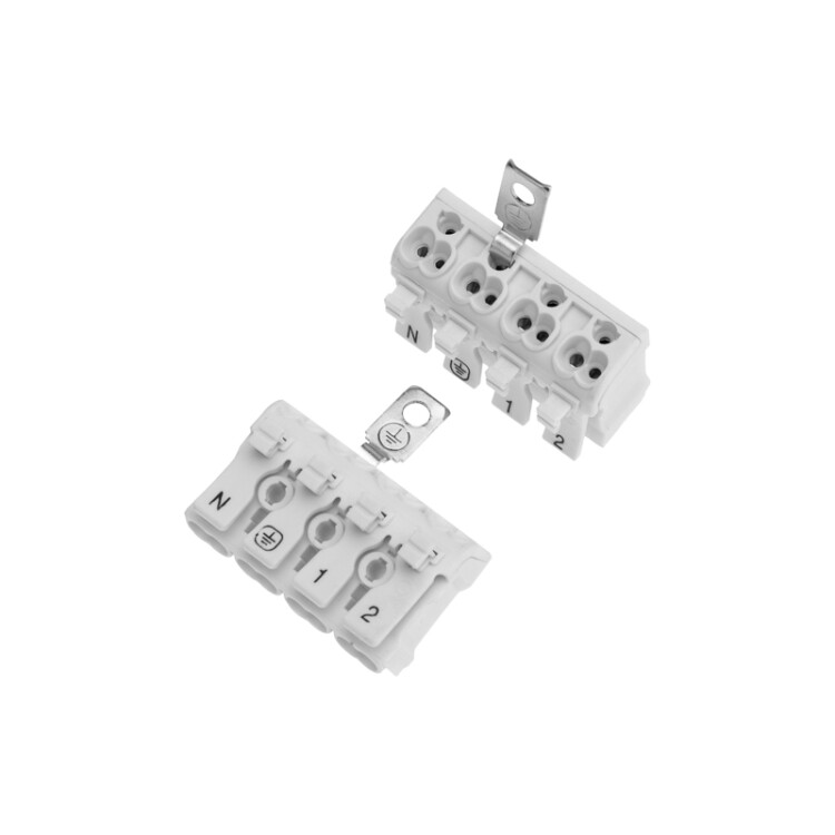 Клемма пружинная соединительная КСП 4-полюсная с заземлением и с монтажными ножками 07-6216-2