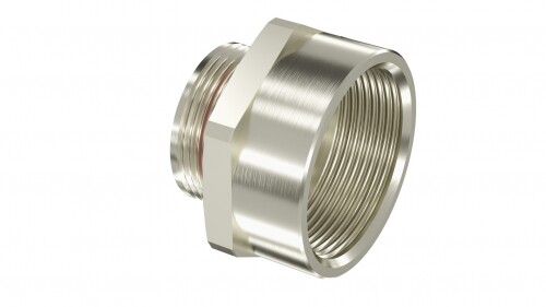 Взрывозащищенный Ex d e переходник. Тип В. "наруж.резьб" М20х1,5 - "внутр.резьб" M25х1,5. Никелированная латунь. IP66/67/68 EXDR-M20M25SB