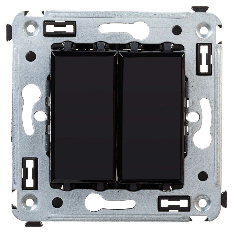 Переключатель двухклавишный в стену, "Avanti", "Черный квадрат" 4402114