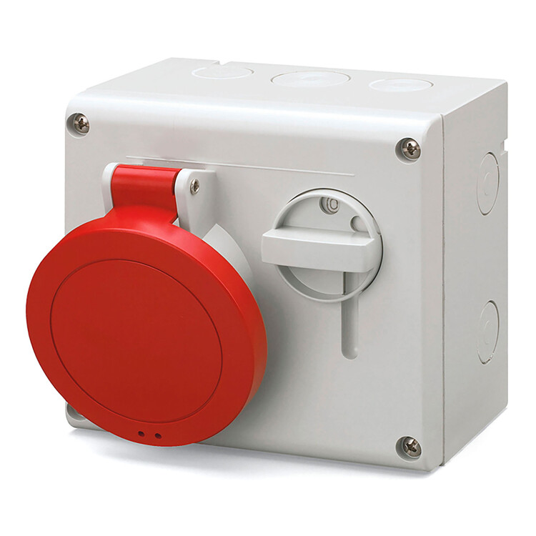 Розетка настенная с мех-ой блокировкой и верхним расположением разъема IP44 32А 3P+E+N 400В DIS5003287