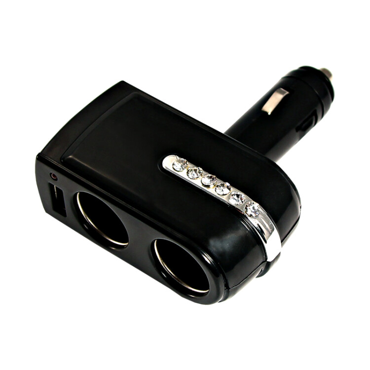 Фото товара Разветвитель автоприкуривателя 2 гнезда 1хUSB (5 V 1000 mA) 16-0238
