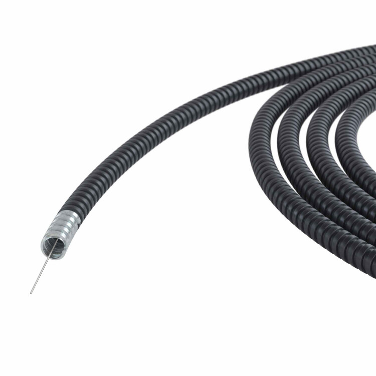 Металлорукав DN 40мм в герметичной ПВХ изоляции, Dвн 40,0 мм, Dнар 46,0, с протяжкой, 25 м, цвет чёрный 6071R-040NP