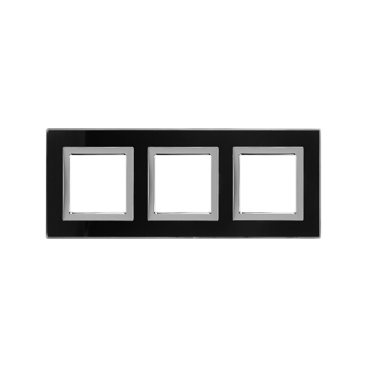 Рамка из натурального стекла, "Avanti", черная, 3 поста (6 мод.) 4402826
