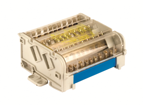 Блок распределительный на DIN рейку 5р 160А, 5х7мм 1х8мм 1х9мм 1х12мм BD16085