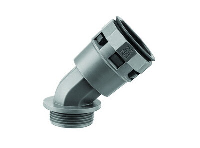 Муфта 45 грд. труба-коробка DN 23 мм, М25х1,5, полиамид, цвет черный PAL23M25N