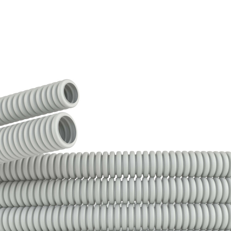 Труба ПВХ гибкая гофр. д.32мм, тяжёлая без протяжки, 25м, цвет серый 90532