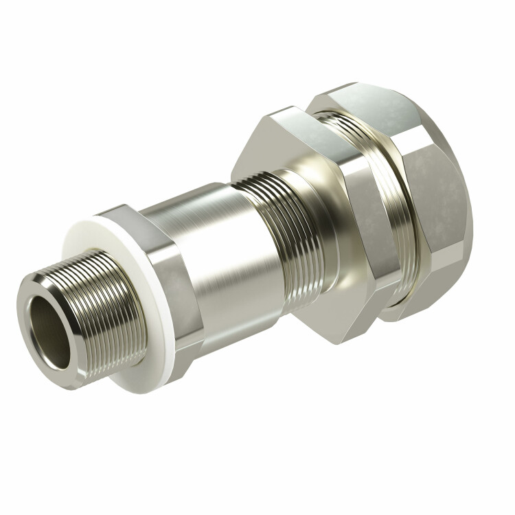 Взрывозащищенный кабельный ввод серии КАЕРМ для бронированного инебронированного кабеля в металлорукаве COSMEC Dn:15 М20х1,5 d:5,8-12мм.Никелированнаялатунь IP66/IP68 KAEPM2MHK-15