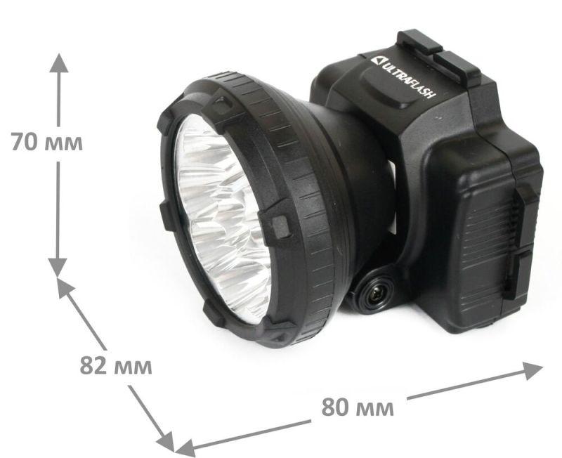 Фонарь аккумуляторный налобный LED5363 9LED 2 режима 220В пластик. черн. (бокс) 11257