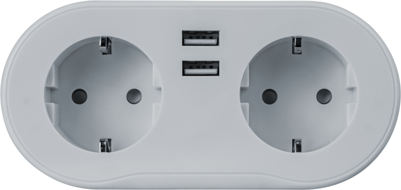 Фото товара Разветвитель 2-м с заземл. 14 556 Smart Home NSH-ST-02 2хUSB с управлением по WI-FI бел. 14556