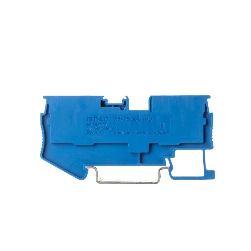 Клемма проходная DKC VPR-2.5-QUATTRO-BU, push-in, 4 точки, 2,5 мм², синяя