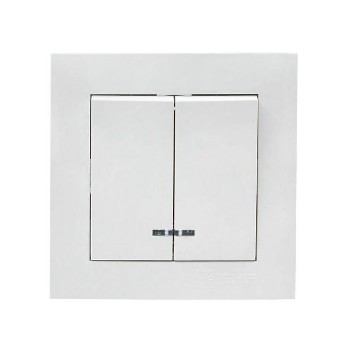 Валенсия выключатель 2-кл. 10А белый с индикатором PROxima EWV10-123-10