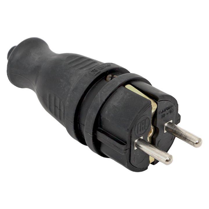 Вилка красная каучуковая прямая 230В 2P+PE 16A IP44 PRO RPS-011-16-230-44-rr