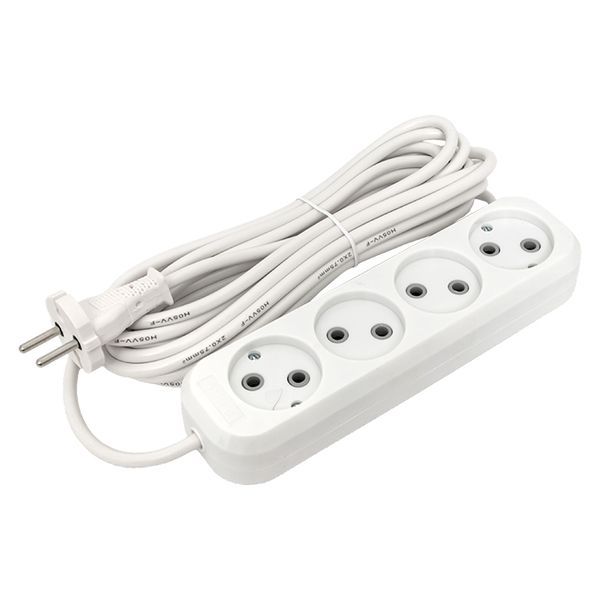 Удлинитель "Эксперт" 4 гнезда 5 метров 10А/2,2кВт без заземления ПВС 2х0,75 PROxima UBA10-275-4-05