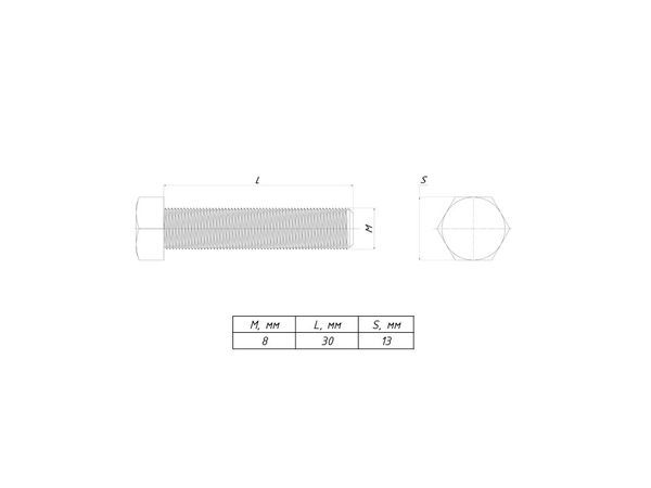 Болт с шестигранной головкой М8х30 b6grm8x30