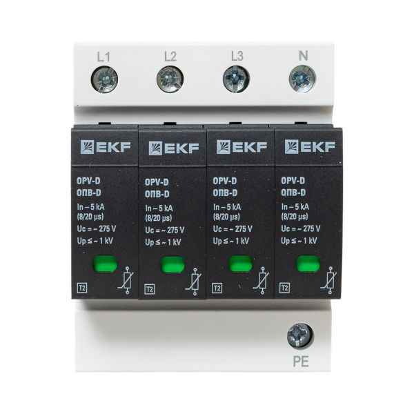 Ограничитель импульсных напряжений ОПВ-D/4P In 5кА 275В с сигн. PROxima opv-d4