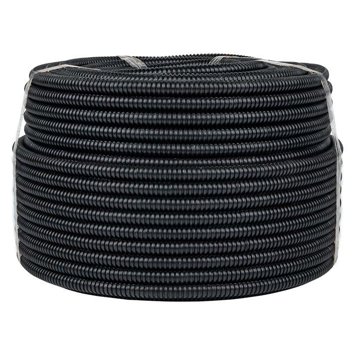 Труба гофр. ПНД с протяжкой d16 мм (100 м) черная Plast tpnd-16