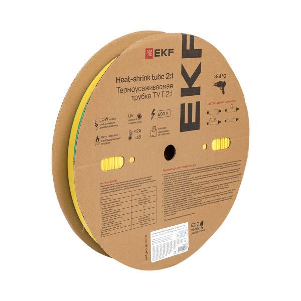 Термоусаживаемая трубка ТУТ нг 30/15 жел-зел рулон PROxima tut-30-yg