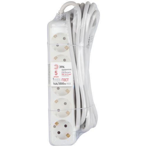 Удлинитель Россия U-5e-5m-3x1,5 Удлин-ль c заземл., 5гн, 5м, ПВС, 3х1,5мм2, 16А Б0044039