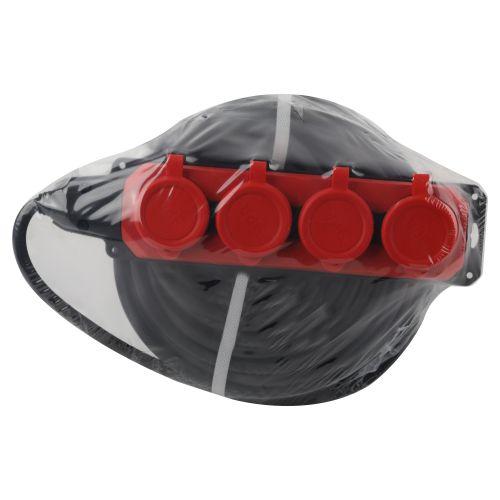 Удлинитель силовой UK-4e-3x1,5-30m-IP44(KG) с заземлением 4 розетки каучук 30м КГ 3х1,5мм2 IP44 Б0057588