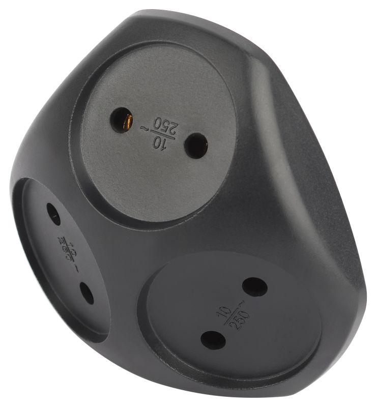 Разветвитель электрический SPx-3-B на 3 розетки без заземл. 10А черн. Б0059721