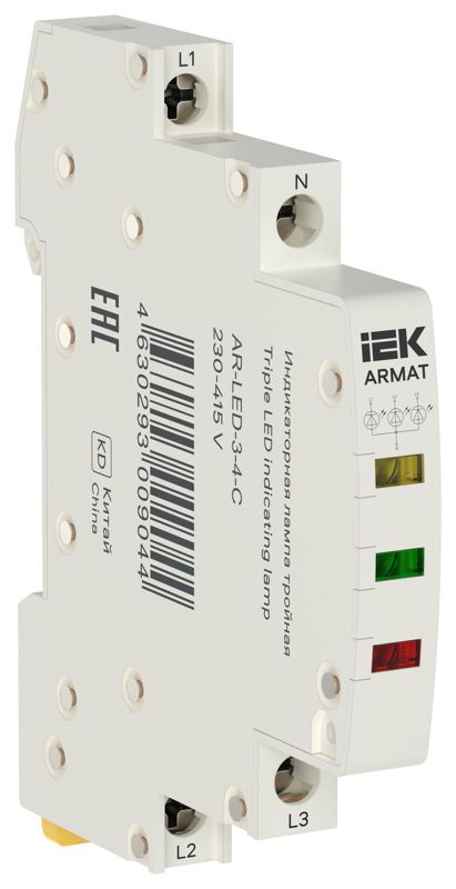 Лампа светодиодная ARMAT LED 230-415В AC 1 ж/з/кр инд. тройная IEK AR-LED-3-4-C