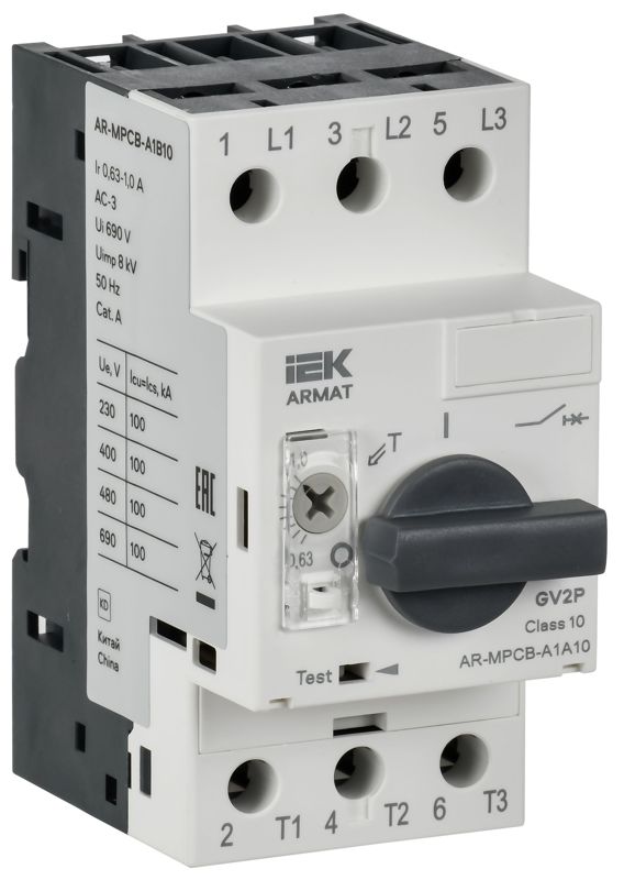 Автоматический выключатель защиты двигателя ARMAT A1 GV2P 0,63-1А IEK AR-MPCB-A1B10