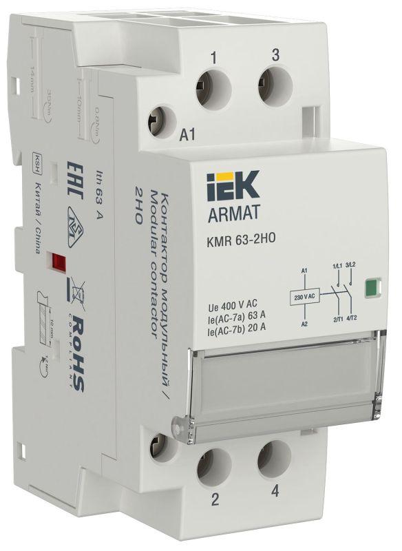 Фото товара ARMAT Контактор модульный KMR 63А 230В AC 2НО IEK AR-KMR10-063-20-230