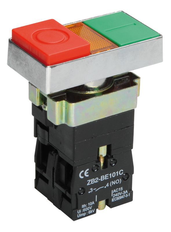 Кнопка LAY5-BW8465 "I-O" сдвоенная c подсв. BBD40-BW-K51