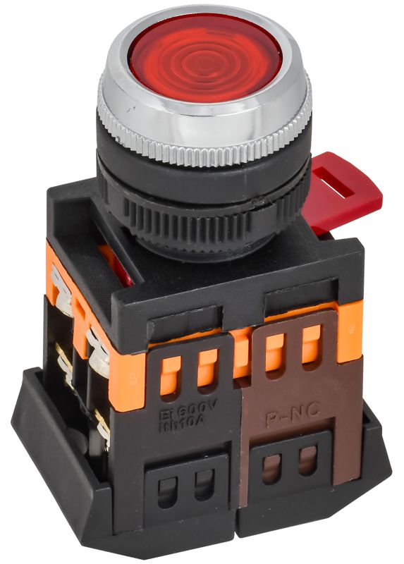 Кнопка ABLFS-22 d22мм 1з+1р 240В неон кр. BBT30-ABLFS-K04