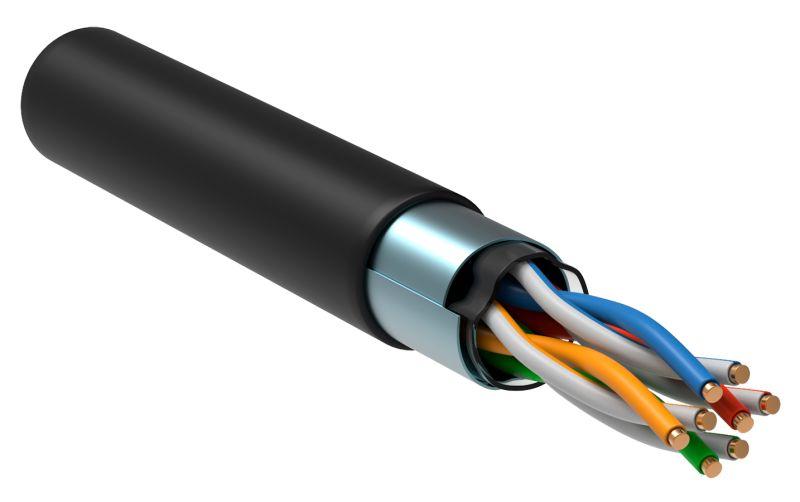 Фото товара Кабель витая пара F/UTP кат.5E 4х2х24AWG solid CU LDPE Outdoor черн. (м) BC3-C5E04-339-305-G
