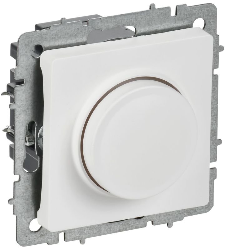 BRITE Светорегулятор поворотно-нажимной 600Вт СС10-1-0-БрАБ арктический белый IEK BR-D20-0600-K91