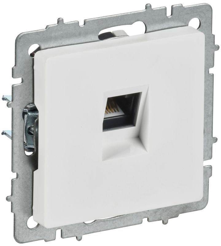 BRITE Розетка компьютерная RJ45 кат.5E РК10-БрАБ арктический белый IEK BR-K10-1-K91