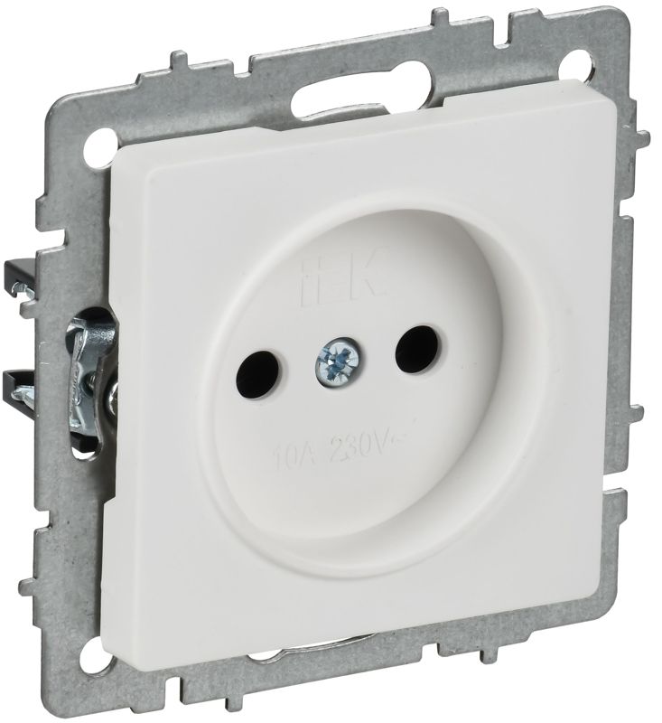 BRITE Розетка 1-местная без заземления без защитных шторок 10А РС10-1-0-БрАБ арктический белый IEK BR-R10-10-K91