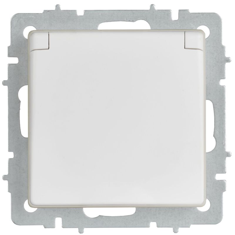 BRITE Розетка 1-местная с заземлением с защитными шторками и крышкой 16А IP44 РСбш10-3-44-БрАБ арктический белый IEK BR-R16-16-44-K91