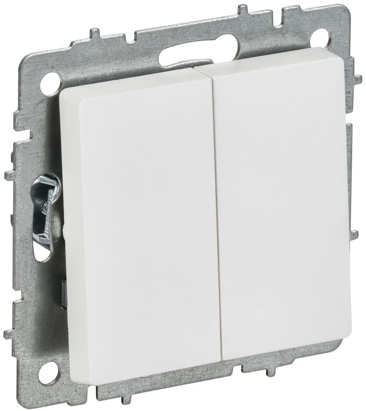 BRITE Выключатель 2-клавишный проходной 10А ВС10-2-6-БрАБ арктический белый IEK BR-V22-0-10-K91