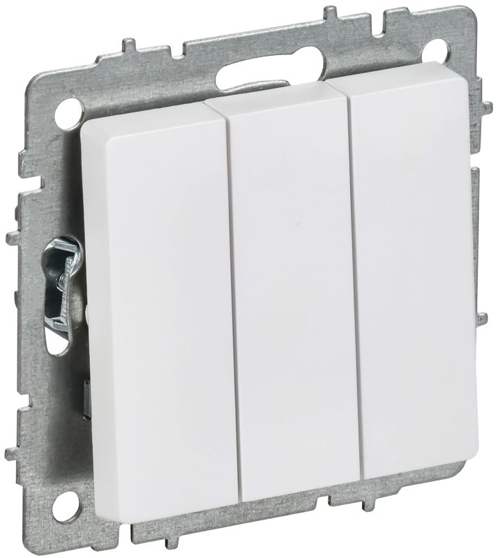 BRITE Выключатель 3-клавишный 10А ВС10-3-0-БрАБ арктический белый IEK BR-V30-0-10-K91