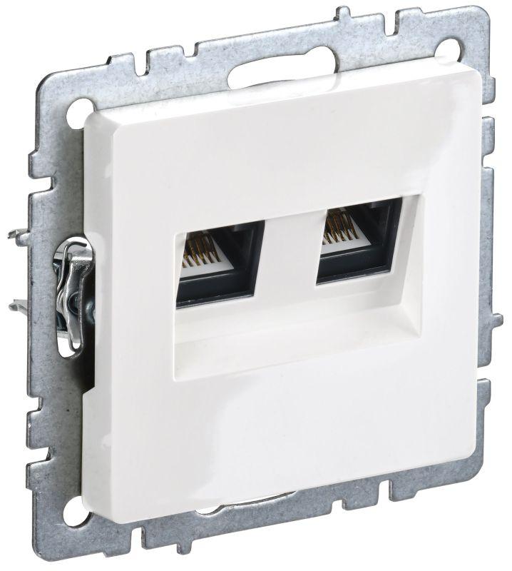 Розетка компьютерная двойная СП RJ45 кат.5E BRITE РК10-2-БрБ бел. BR-K20-1-K01