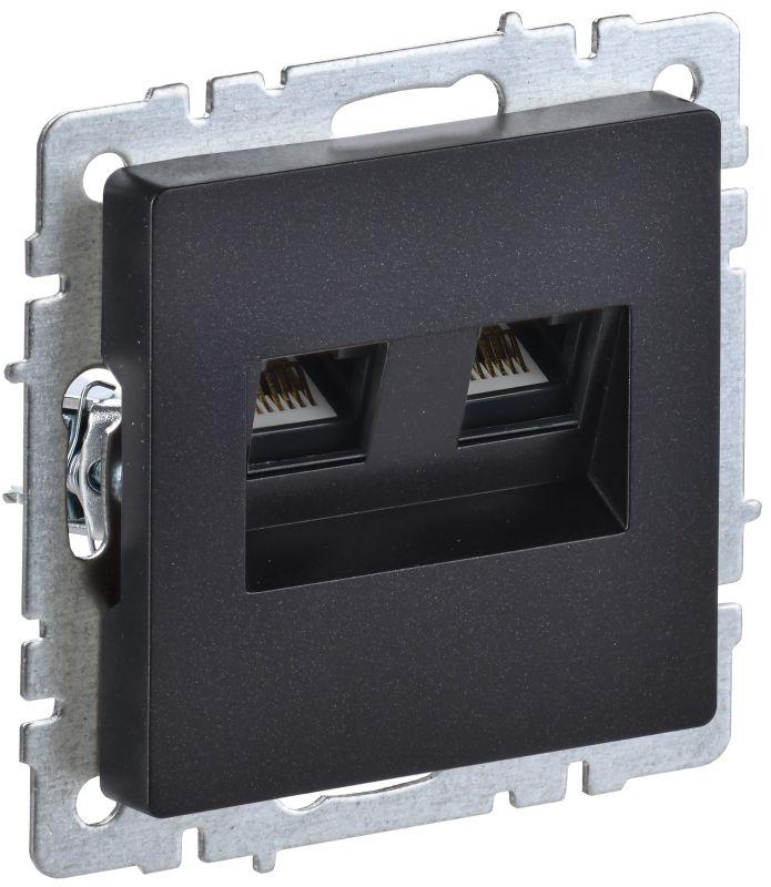 Розетка компьютерная двойная СП RJ45 кат.5E BRITE РК10-2-БрЧ черн. BR-K20-1-K02
