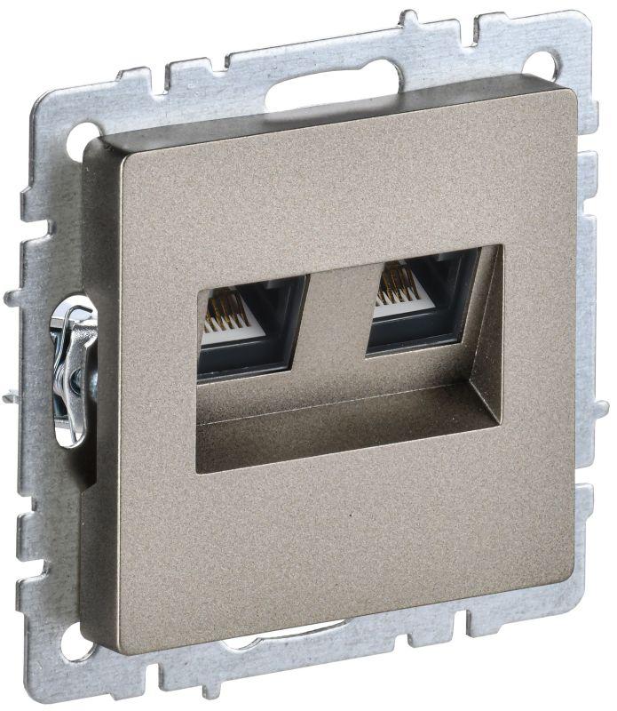Розетка компьютерная двойная СП RJ45 кат.5E BRITE РК10-2-БрШ шампань BR-K20-1-K37
