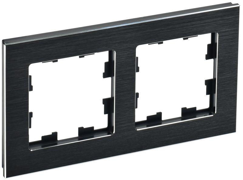 Рамка 2-м BRITE РУ-2-1-БрЧ металл черн. BR-M22-M-K02