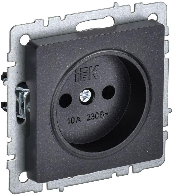 Розетка BRITE РС10-1-0-БрЧ 10А без заземл. без защ. шторок черн. BR-R10-10-K02