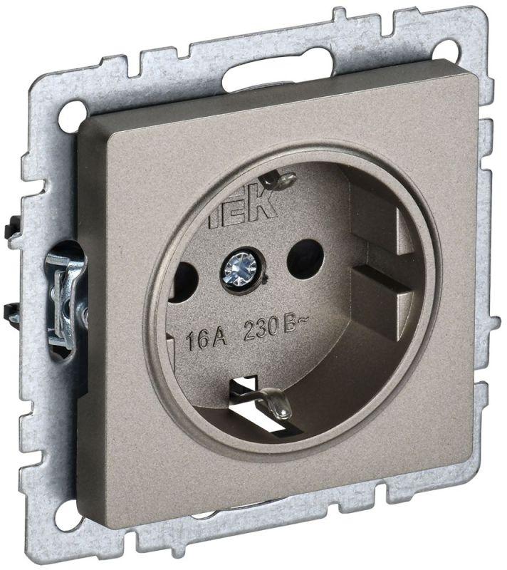 Розетка BRITE РС14-1-0-БрШ 16А с заземл. защ. шторки шампань BR-R14-16-K37