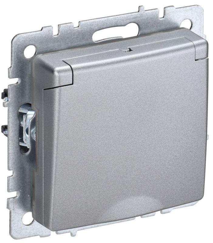 Розетка BRITE РСбш10-3-БрА 16А IP20 с заземл. защ. шторки с крышкой алюм. BR-R16-16-K47