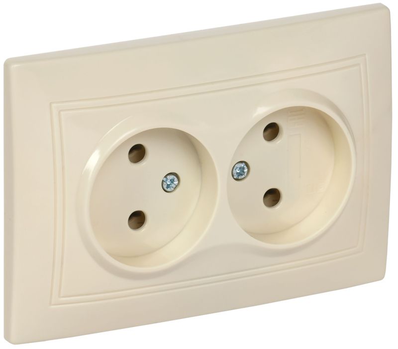 Розетка 2-м СП Кварта 10А IP20 без заземл. без защ. шторок крем. ERK23-K33-10-DM
